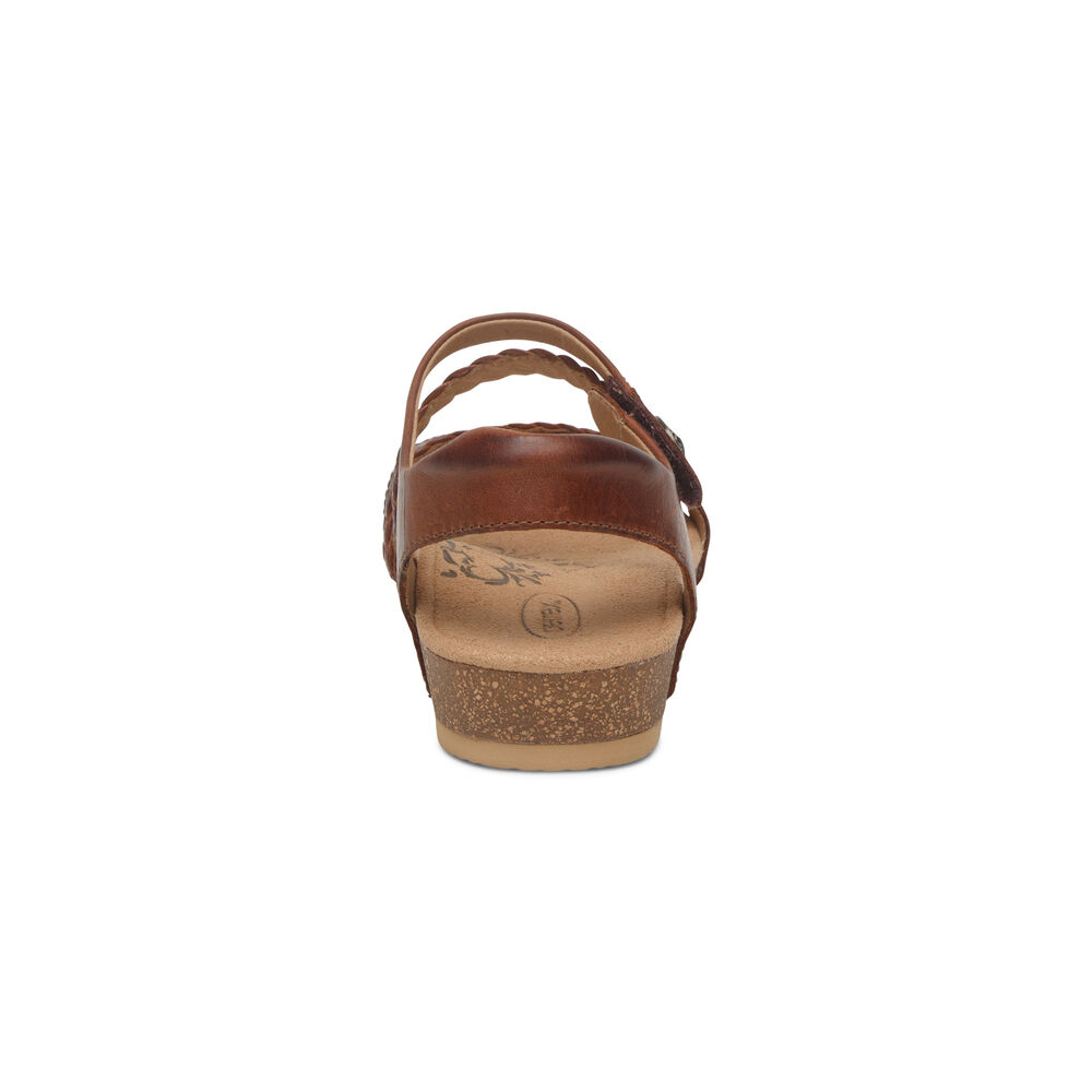 Aetrex Women's Jillian Braided Quarter Strap Sandals - Walnut | USA ZIN7WEG